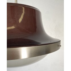 LAMPADARIO SOSPENSIONE DESIGN Sergio Mazza Tau VETRO ACCIAIO CROMATO ANNI 60
