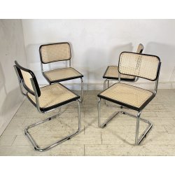 SET 4 SEDIA CESCA MARCEL BREUER ACCIAIO PAGLIA DI VIENNA DESIGN ANNI 60/70 CHAIR