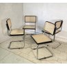 SET 4 SEDIA CESCA MARCEL BREUER ACCIAIO PAGLIA DI VIENNA DESIGN ANNI 60/70 CHAIR