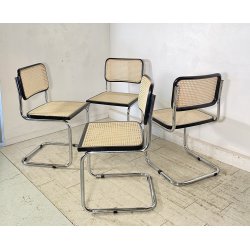 SET 4 SEDIA CESCA MARCEL BREUER ACCIAIO PAGLIA DI VIENNA DESIGN ANNI 60/70 CHAIR