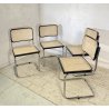 SET 4 SEDIA CESCA MARCEL BREUER ACCIAIO PAGLIA DI VIENNA DESIGN ANNI 60/70 CHAIR