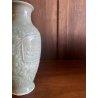 VASO PORCELLANA CINESE MONOCROMA CELADON DECORO RILIEVO FIORI PAESAGGIO XX sec
