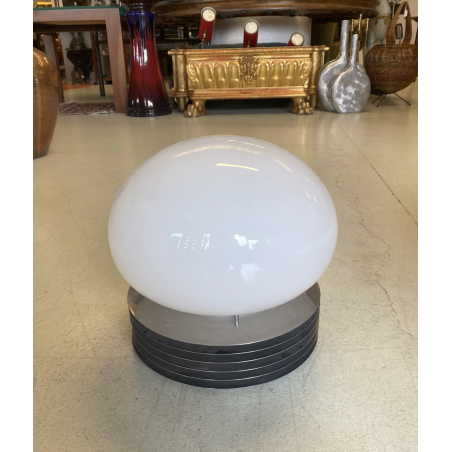 LAMPADA da TAVOLO DESIGN E. Tronconi  ACCIAIO VETRO MURANO ø 32x30 cm/h ANNI '70