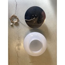 LAMPADA da TAVOLO DESIGN E. Tronconi  ACCIAIO VETRO MURANO ø 32x30 cm/h ANNI '70