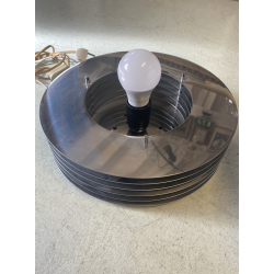 LAMPADA da TAVOLO DESIGN E. Tronconi  ACCIAIO VETRO MURANO ø 32x30 cm/h ANNI '70