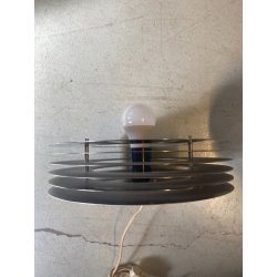 LAMPADA da TAVOLO DESIGN E. Tronconi  ACCIAIO VETRO MURANO ø 32x30 cm/h ANNI '70