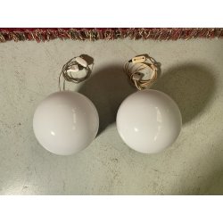 COPPIA ABATJOUR LAMPADA DESIGN E. Tronconi  ACCIAIO VETRO MURANO ø20x23cm/h '70