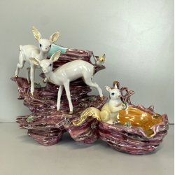 SCULTURA CERAMICA G. Girardi CERBIATTO SCOIATTOLO SVUOTATASCHE PORTACENERE '50
