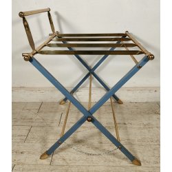 ANTICO PORTA VALIGIE HOTEL anni 60 PIEGHEVOLE Azzurro Oro REGGI VALIGIA ALBERGO