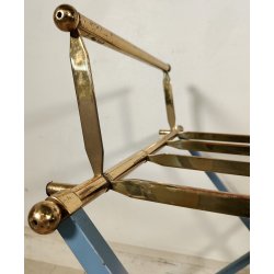 ANTICO PORTA VALIGIE HOTEL anni 60 PIEGHEVOLE Azzurro Oro REGGI VALIGIA ALBERGO