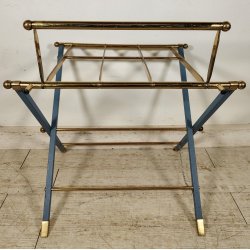 ANTICO PORTA VALIGIE HOTEL anni 60 PIEGHEVOLE Azzurro Oro REGGI VALIGIA ALBERGO