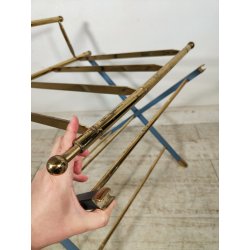 ANTICO PORTA VALIGIE HOTEL anni 60 PIEGHEVOLE Azzurro Oro REGGI VALIGIA ALBERGO