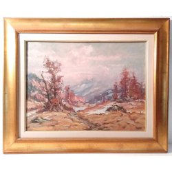 QUADRO PAESAGGIO Artino Giroldi 1976 Gridone VAL VIGEZZO LAGO MAGGIORE DIPINTO