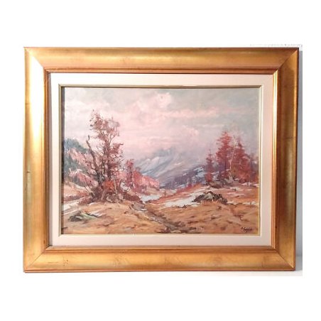 QUADRO PAESAGGIO Artino Giroldi 1976 Gridone VAL VIGEZZO LAGO MAGGIORE DIPINTO
