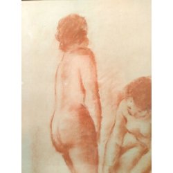 ANTICO QUADRO SANGUIGNA VINCENZO NICOLETTI NUDO DONNA NUDI DIPINTO EPOCA 1932