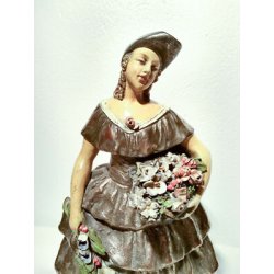 ANTICA SCULTURA STATUA DAMA FIORI NOTARI ARTURO PANNUNZIO TERRACOTTA CERAMICA