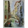 DIPINTO ACQUERELLO Antonello Zecca PAESAGGIO VENEZIA SCORCIO RIO CANALE GONDOLE