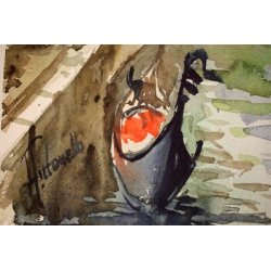 DIPINTO ACQUERELLO Antonello Zecca PAESAGGIO VENEZIA SCORCIO RIO CANALE GONDOLE