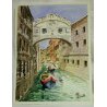 DIPINTO A. Zecca ACQUERELLO PAESAGGIO VEDUTA VENEZIA SCORCIO PONTE DEI SOSPIRI