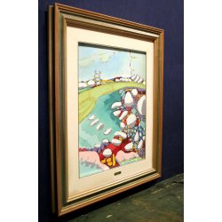 QUADRO DIPINTO ACRILICO TELA G. Cozzi 1986 IPERCROMATISMO ASTRATTO PAESAGGIO  