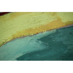 QUADRO DIPINTO ACRILICO TELA G. Cozzi 1986 IPERCROMATISMO ASTRATTO PAESAGGIO  