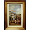 QUADRO DIPINTO Baraldi OLIO TAVOLA PUTTI MONUMENTO NEOCLASSICO DAME BAGNI TERME