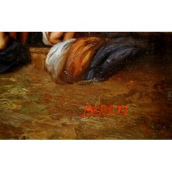 QUADRO DIPINTO Baraldi OLIO TAVOLA PUTTI MONUMENTO NEOCLASSICO DAME BAGNI TERME