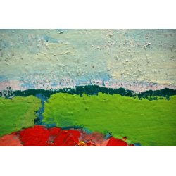 QUADRO DIPINTO TECNICA MISTA TELA Cozzi 1983  IPERCROMATISMO ASTRATTO PAESAGGIO 