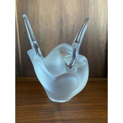 VASO SCULTURA CRISTALLO Lalique "Sylvie" COLOMBE BIRDS FIGURE LOVE FROSTED GLASS