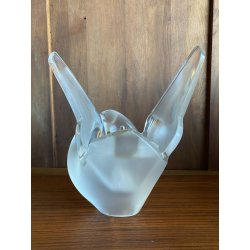 VASO SCULTURA CRISTALLO Lalique "Sylvie" COLOMBE BIRDS FIGURE LOVE FROSTED GLASS