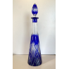 Bottiglia CRYSTAL DECANTER BOHEMIA BLU COBALTO DECORO CUT to CLEAR GEOMETRICO