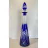 Bottiglia CRYSTAL DECANTER BOHEMIA BLU COBALTO DECORO CUT to CLEAR GEOMETRICO
