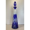 Bottiglia CRYSTAL DECANTER BOHEMIA BLU COBALTO DECORO CUT to CLEAR GEOMETRICO