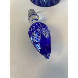 Bottiglia CRYSTAL DECANTER BOHEMIA BLU COBALTO DECORO CUT to CLEAR GEOMETRICO