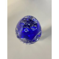 Bottiglia CRYSTAL DECANTER BOHEMIA BLU COBALTO DECORO CUT to CLEAR GEOMETRICO