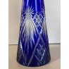 Bottiglia CRYSTAL DECANTER BOHEMIA BLU COBALTO DECORO CUT to CLEAR GEOMETRICO