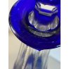 Bottiglia CRYSTAL DECANTER BOHEMIA BLU COBALTO DECORO CUT to CLEAR GEOMETRICO