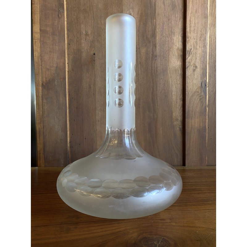 BOTTIGLIA  VASO VITTORIANO CRISTALLO SATINATO DECORO MOLATO BOLLI OVALI 34 cm/h