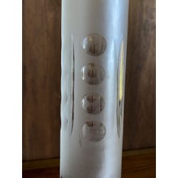 BOTTIGLIA  VASO VITTORIANO CRISTALLO SATINATO DECORO MOLATO BOLLI OVALI 34 cm/h