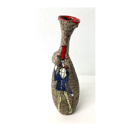 VASO SAN MARINO CERAMICA SMALTO POLICROMO SMALTATA EFFETTO SUGHERO DESIGN