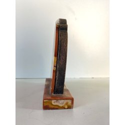 MINIATURA RITRATTO MADONNA BAMBINO CELLULOIDE CORNICE PIETRA DURA ARGENTO