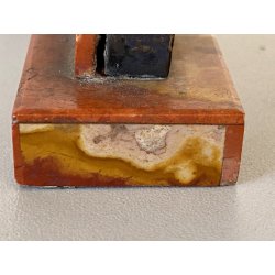 MINIATURA RITRATTO MADONNA BAMBINO CELLULOIDE CORNICE PIETRA DURA ARGENTO