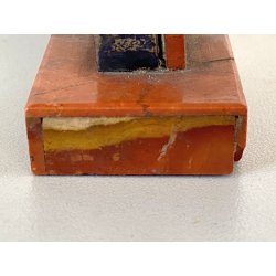 MINIATURA RITRATTO MADONNA BAMBINO CELLULOIDE CORNICE PIETRA DURA ARGENTO