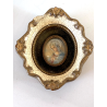 MINIATURA RITRATTO VERGINE MARIA in PREGHIERA CORNICE LEGNO VELLUTO
