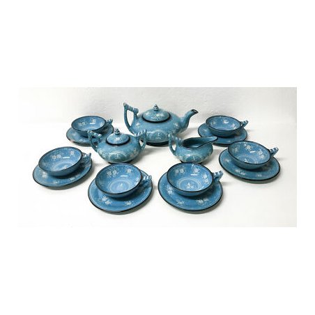 ANTICO SERVIZIO TÈ MENGARONI MAP PESARO CERAMICA DIPINTA DESIGN EPOCA 1940