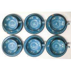 ANTICO SERVIZIO TÈ MENGARONI MAP PESARO CERAMICA DIPINTA DESIGN EPOCA 1940