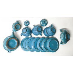 ANTICO SERVIZIO TÈ MENGARONI MAP PESARO CERAMICA DIPINTA DESIGN EPOCA 1940