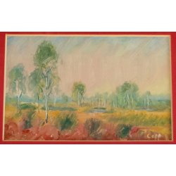 QUADRO OLIO Carlo Coppo DIPINTO PAESAGGIO NOVARA Alberi Prato Fiume MACCHIAIOLO