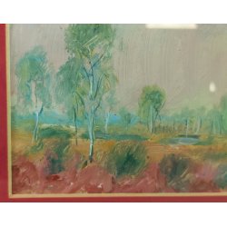 QUADRO OLIO Carlo Coppo DIPINTO PAESAGGIO NOVARA Alberi Prato Fiume MACCHIAIOLO