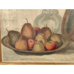 ANTICO QUADRO DIPINTO Marchetti NATURA MORTA FRUTTA VASO BOTTIGLIA OLD PAINTING